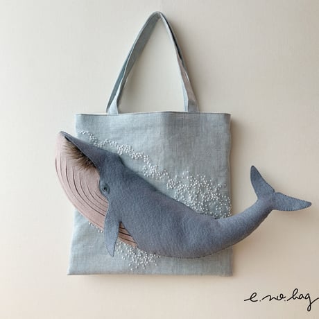 -----受注制作------  Whale ( クジラ ノ バッグ × Pop-Up Appliqué ）クジラB
