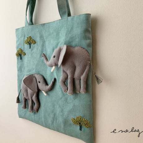 -----受注制作------ Elephant  ( ゾウ ノ バッグ × Pop-Up Appliqué ）