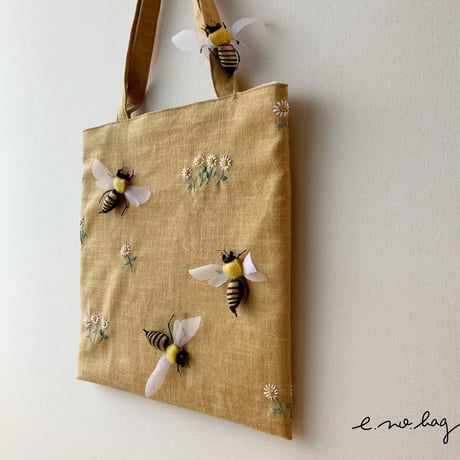-----受注制作------ Bee  ( ミツバチ ノ バッグ× Pop-Up Appliqué ）生地B