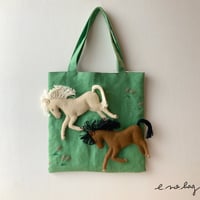 -----受注制作------ Horse  ( ウマ ノ バッグ× Pop-Up Appliqué ）生地B