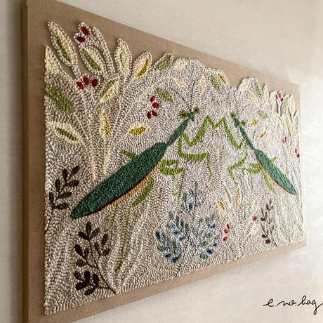 -----受注制作------『 カマキリの大きな絵・パンチニードル』