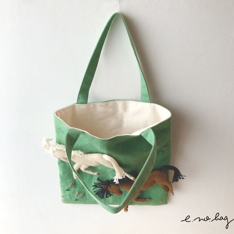 -----受注制作------ Horse  ( ウマ ノ バッグ× Pop-Up Appliqué ）生地B