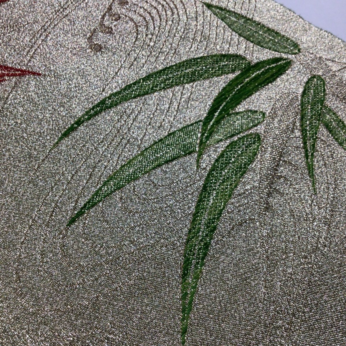 八寸 名古屋帯 金地に笹柄 ob263 | リサイクルとオリジナル着物 八寸 名古屋帯 金地に笹柄 ob263 | リサイクルとオリジナル着物
