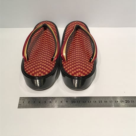 バッグ・草履セット　暗い赤・黒　本革　B2