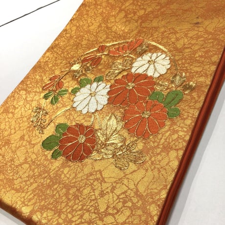 名古屋帯 オレンジ箔 菊柄 ob380