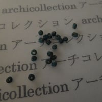 古ビーズ　炭化　インドネシア　古ガラス　ビーズ　20粒 青 3x3mm　トンボ玉　交易玉
