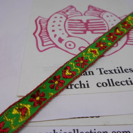 チロリアンテープ no.21 緑幅10MM　少数民族　幅　インドシナ　INDOCHINA