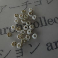 古ビーズ　インドネシア　古　ガラス　ビーズ　20粒 白　4x2-3mm　交易玉　トンボ玉