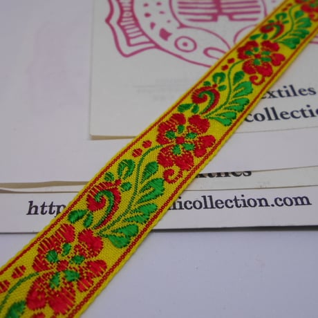 チロリアンテープ no.16 黄 幅18MM　少数民族　幅　インドシナ　INDOCHINA