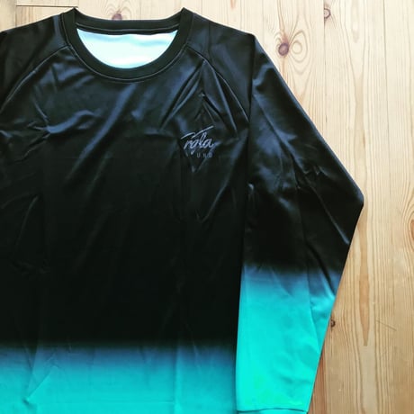 rgla Gradation Raglan Long-T(emerald Green）
