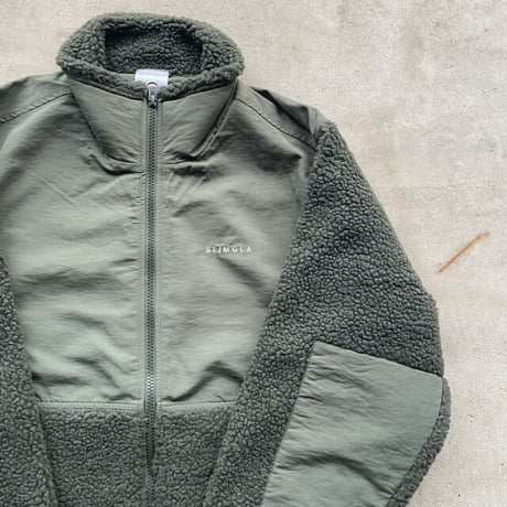 REIMGLA Sheep Boa Fleece Stand Jacket(DeepForestGreen)