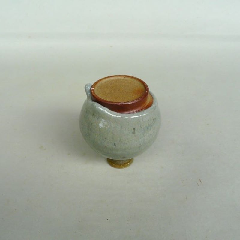 【国指定伝統工芸品】熊本県【小袋焼】藁灰釉　黄釉　花入れ　水草入れ　メダカ入れ 国指定伝統工芸品】熊本県【小袋焼】藁灰釉 黄釉 花入れ 水草