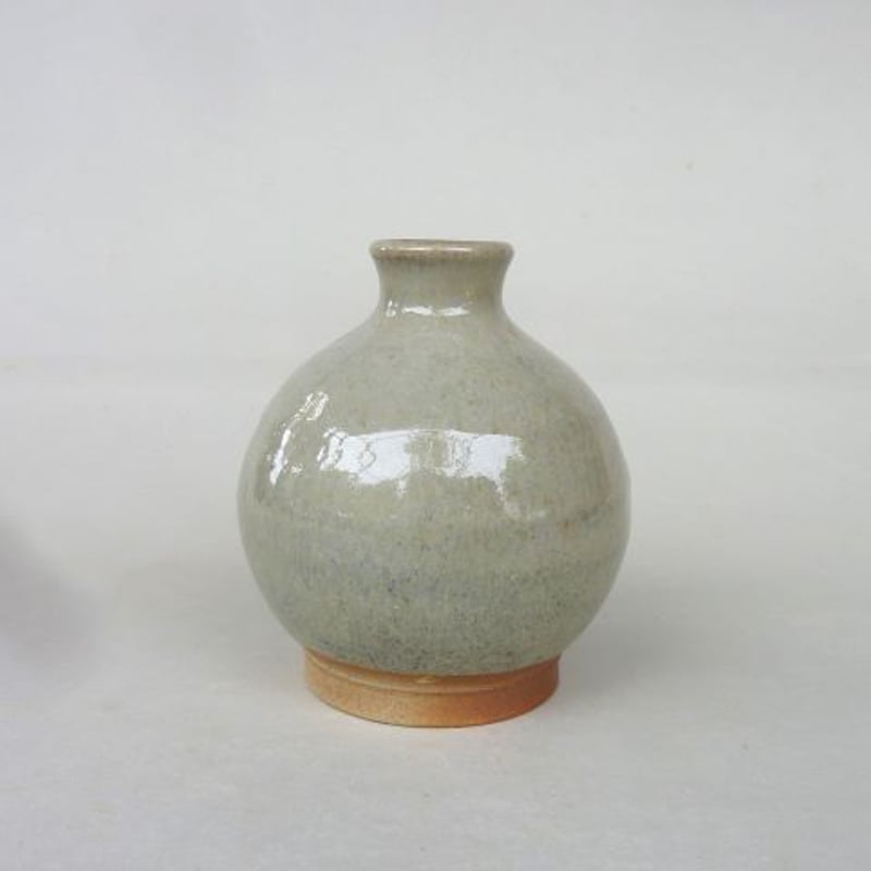 【灰釉 鎬手瓶 市野茂良】花瓶 花入れ 灰釉 鎬手瓶 市野茂良】花瓶 花入れ 灰釉 鎬手瓶