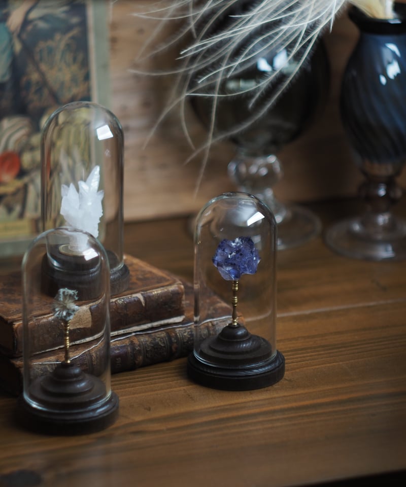 ミネラルホルダー〈ロータイプ〉鉱物標本ガラスドーム ミネラルホルダー 鉱物標本ケース ドーム型鉱物ケース 鉱物