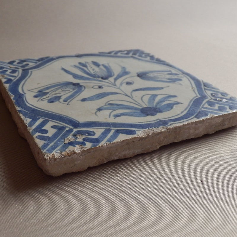 17世紀 オランダ デルフトタイル 鳥