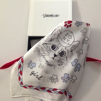 Cats Scarf ブルー／ホワイト／レッド