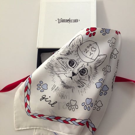 Cats Scarf ブルー／ホワイト／レッド
