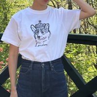 Souvenir T-Shirts "London" Queen Corgi White スーベニアTシャツ  ロンドン クイーンコーギー