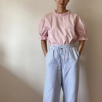 STAND COLLAR SHORT SLEEVE TOP LIGHT PINK /スタンドカラーライトピンク