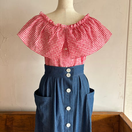 Mid-Summer Blouse Red Gingham ミッドサマーブラウス　レッドギンガム