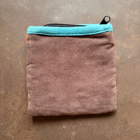 伝統刺繍リメイクポーチ 橙×茶