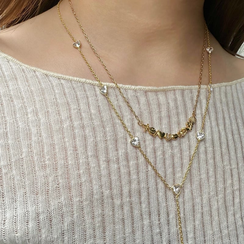 ネックレス X hearts necklace | nananbijouxxx