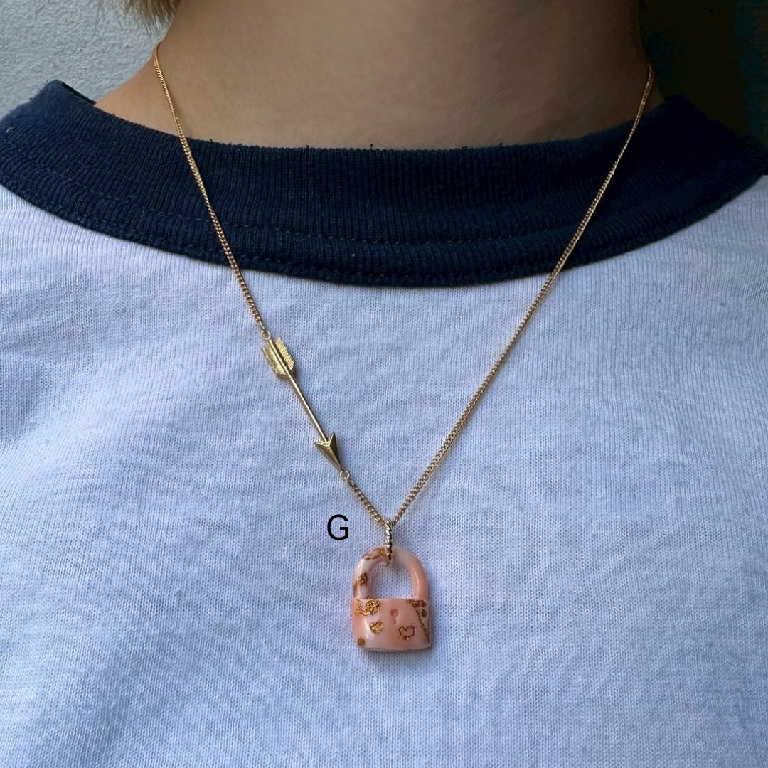 Coral Padlock Necklace | nananbijouxxx