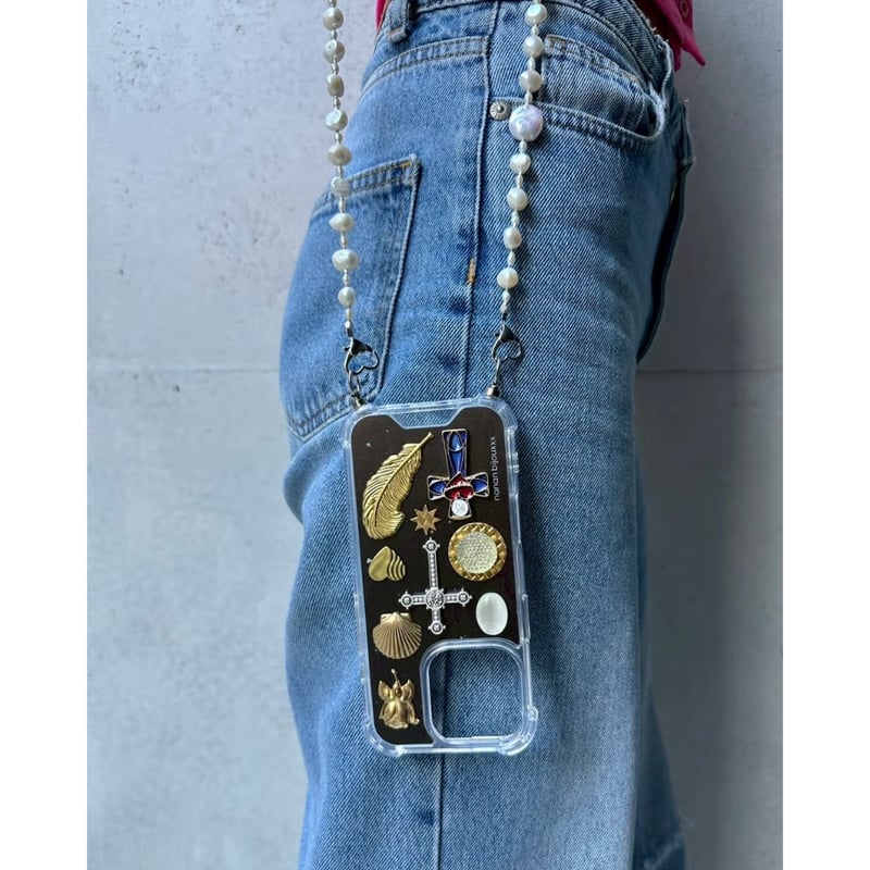 【正規店完売品】stringting☆ カラフルビーズ×大粒パール　ストラップ 正規店完売品】stringting☆ カラフルビーズ×大粒パール
