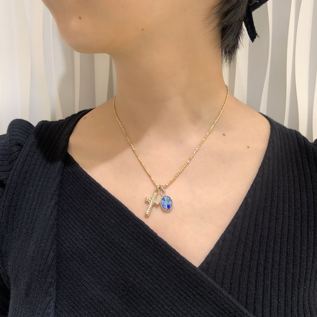 Pearl cross charm | nananbijouxxx