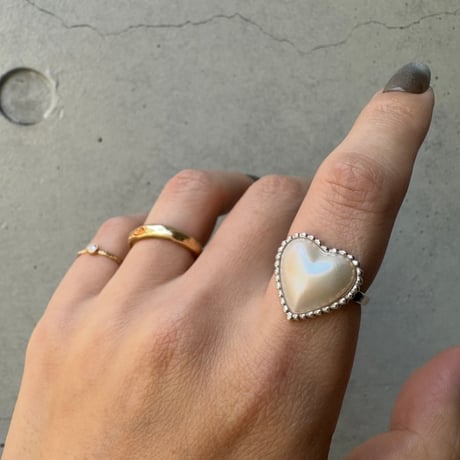 【受注生産】Heart Pearl Ring（ミル）