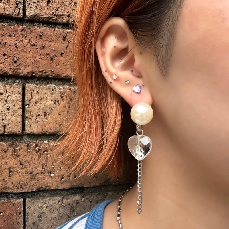 ゴールドピアス　パール付き　（ぽんちゃん） ホワイトパールゴールドピアス[sam66] | fittinstore