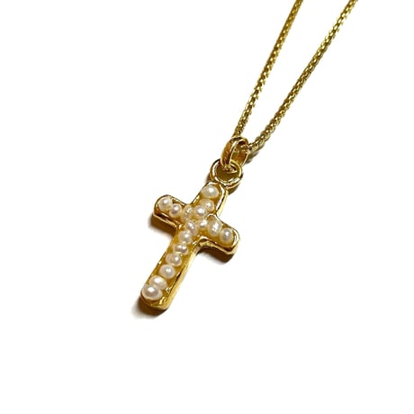Pearl cross charm