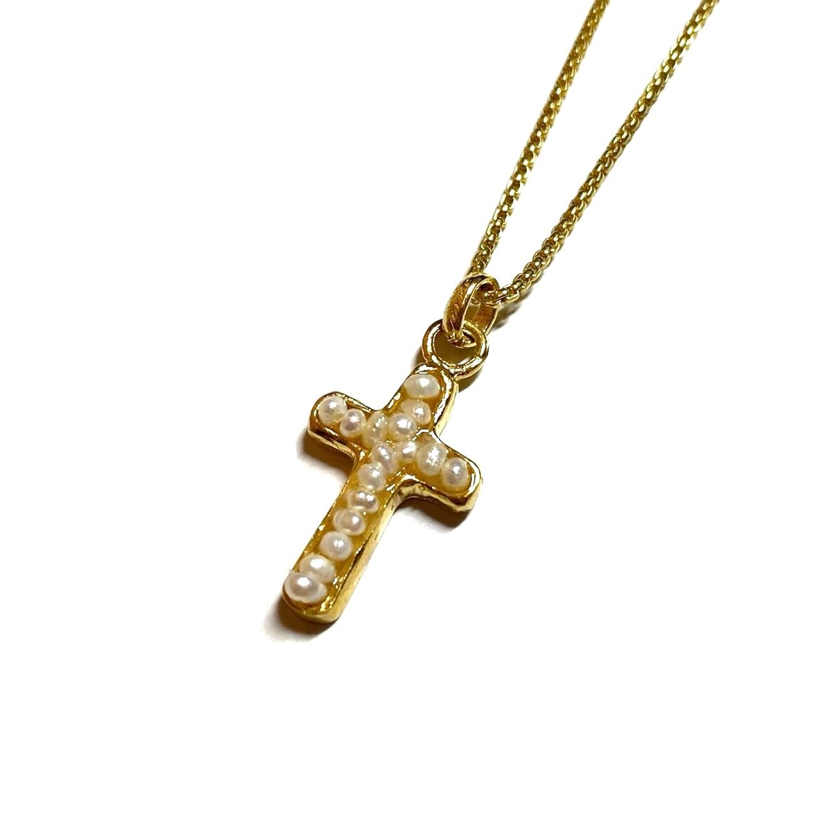 Pearl cross charm | nananbijouxxx