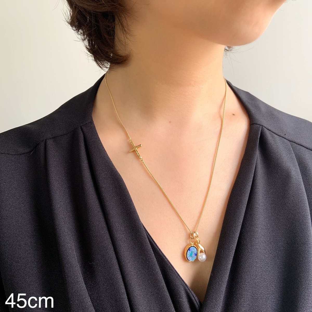 Cross chain 40cm / 45cm | nananbijouxxx