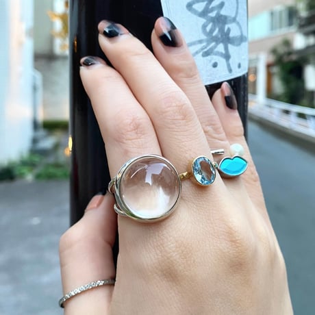 【受注商品】Dome ring S〈Crystal/Amber〉