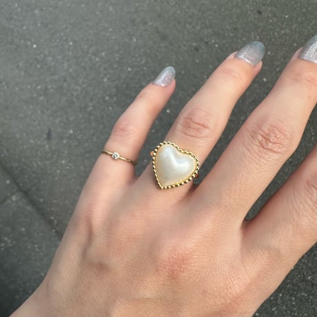【受注生産】Heart Pearl Ring（ミル）