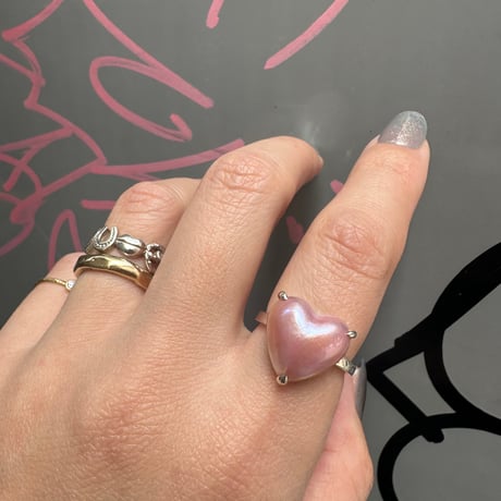 【受注生産】Heart Pearl Ring（ツメ）