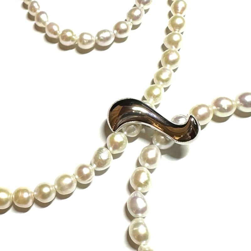 PRY シュウト　 Silver & White Pearl Necklace Free Fit Pearl Necklace 【Wavy】 | nananbijouxxx