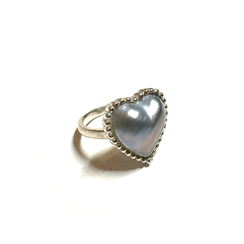 nananbijouxxx ハート　モザイクオパール　リング　シルバー 受注生産】Heart Pearl Ring（ミル） | nananbijouxxx