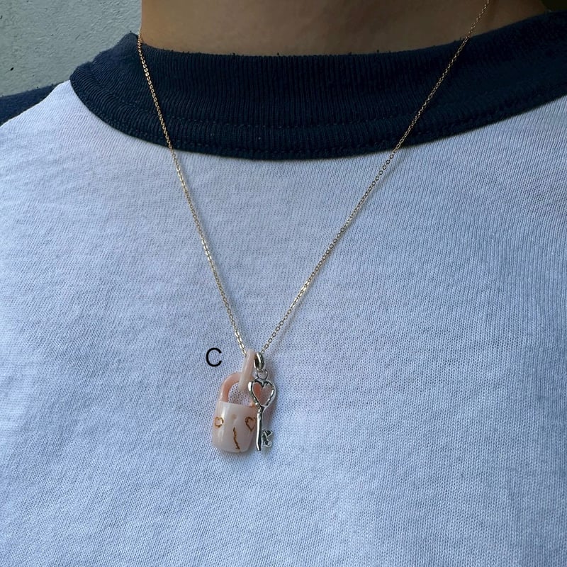 Coral Padlock Necklace | nananbijouxxx