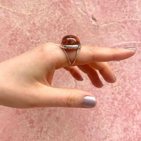 【受注商品】Dome ring L〈Crystal/Amber〉