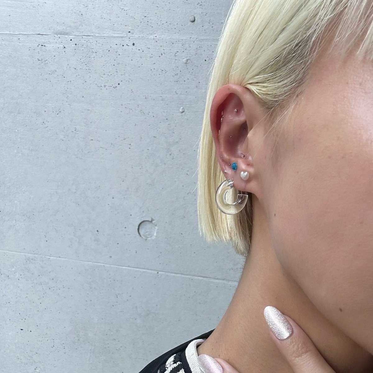 Crystal hoop pierce (set) | nananbijouxxx