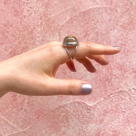 【受注商品】Dome ring S〈Crystal/Amber〉