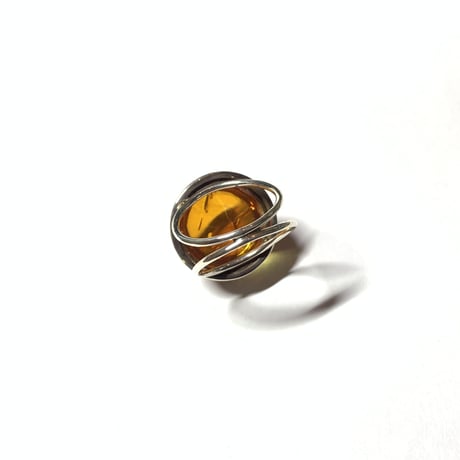 【受注商品】Dome ring L〈Crystal/Amber〉