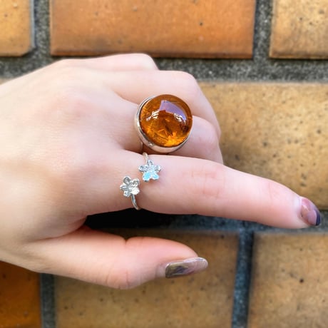 【受注商品】Dome ring S〈Crystal/Amber〉