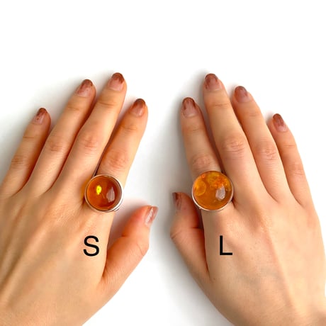 【受注商品】Dome ring L〈Crystal/Amber〉