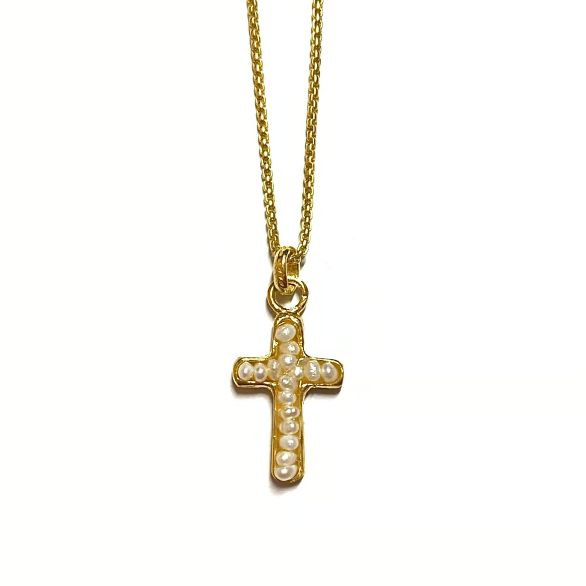 Pearl cross charm | nananbijouxxx
