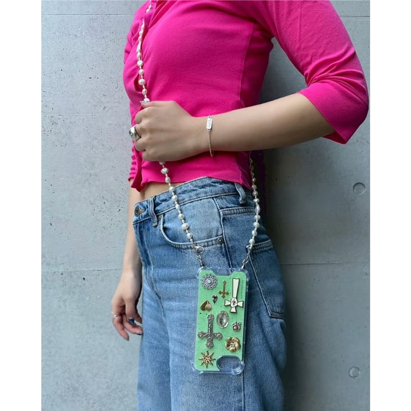 【正規店完売品】stringting☆ カラフルビーズ×大粒パール　ストラップ Pearl strap | nananbijouxxx