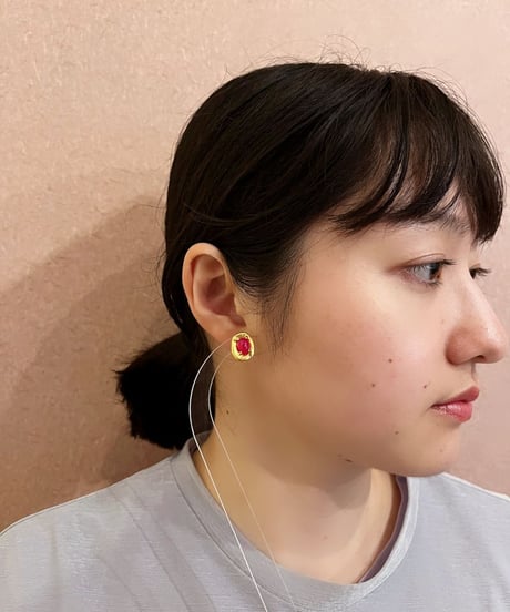 【耳飾り展 期間限定商品】satela 水面×ピンクカルセドニーのピアスorイヤリング mks-26-61