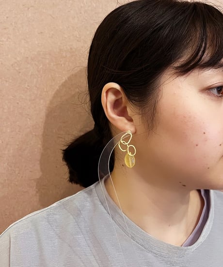 【耳飾り展 期間限定商品】satela 雨粒×ルチルクオーツのピアスorイヤリング mks-26-52